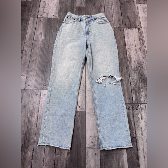 Abercrombie Fitch 90s Straight Ultra High Rise Curve Love Jeans 25 0 Short S - Picture 1 of 8